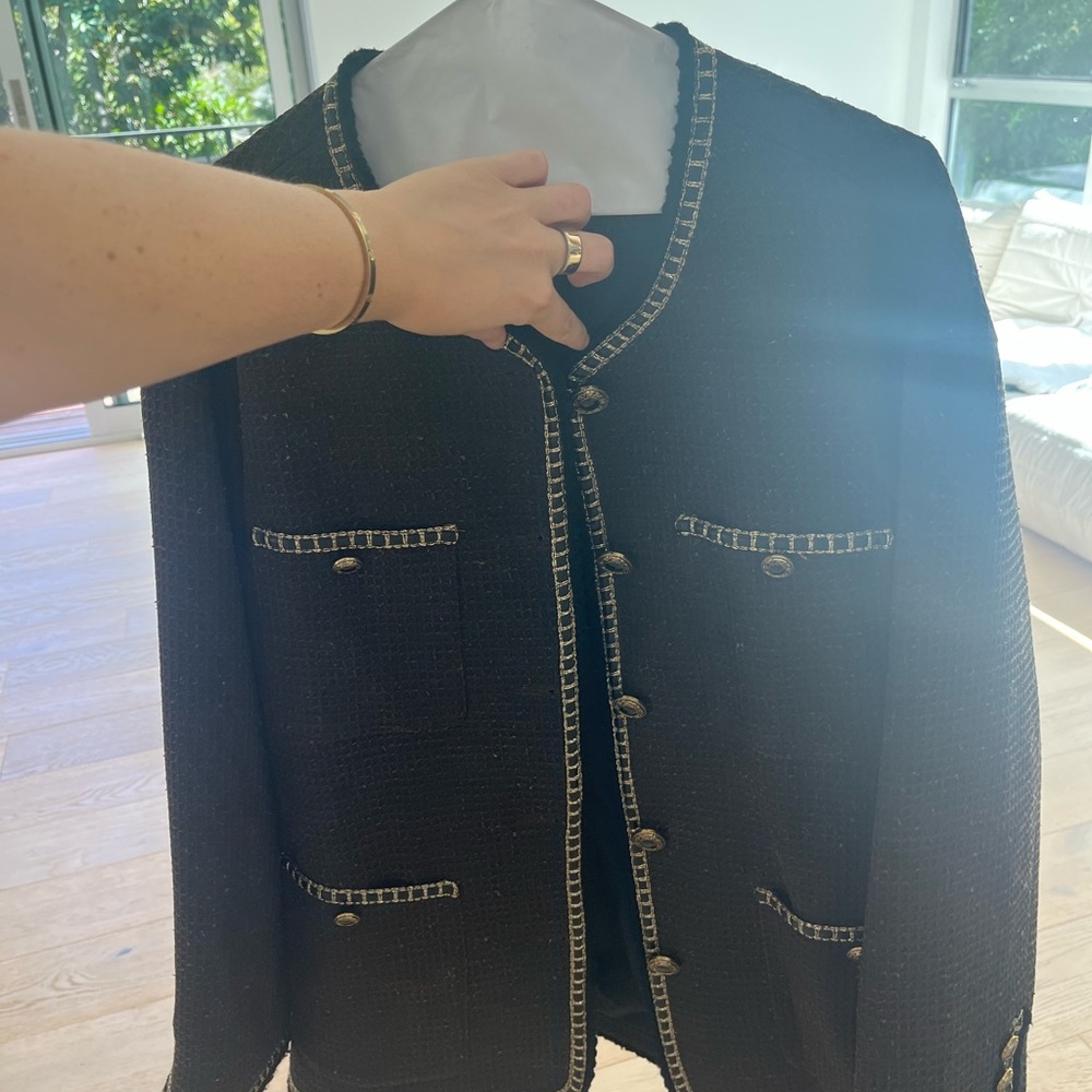 Black Tweed Jacket with Gold Trim
